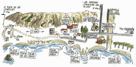 Cala Bolnuevo nudist beach map